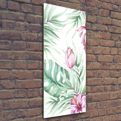 Printed glass wall art Hawaiian pattern