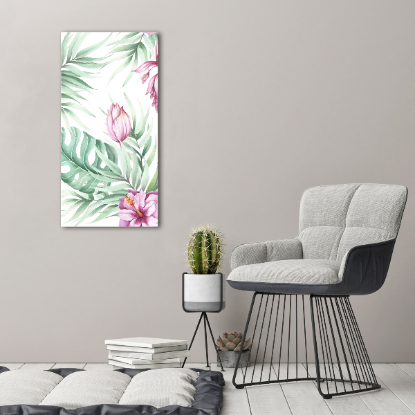 Printed glass wall art Hawaiian pattern