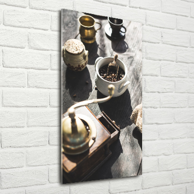 Glass wall art Coffee grinder