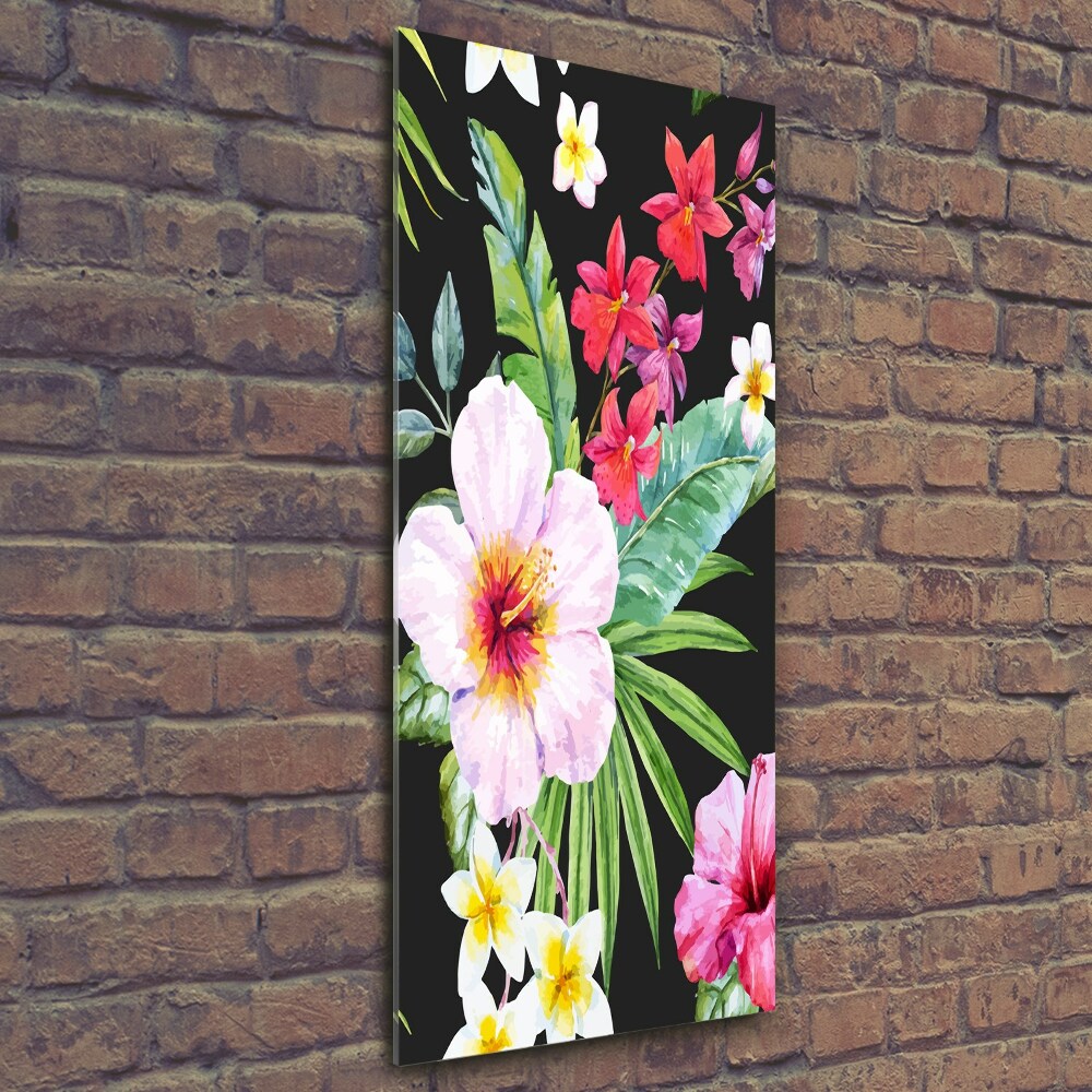 Printed glass wall art Hawaiian pattern