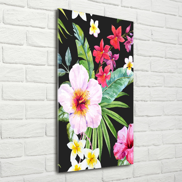 Printed glass wall art Hawaiian pattern