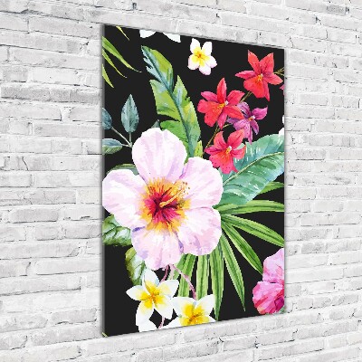 Printed glass wall art Hawaiian pattern