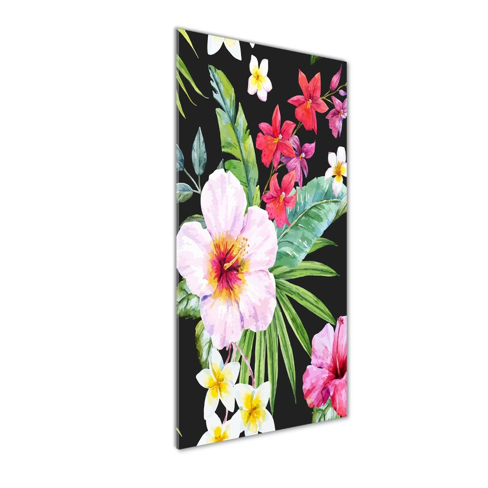 Printed glass wall art Hawaiian pattern