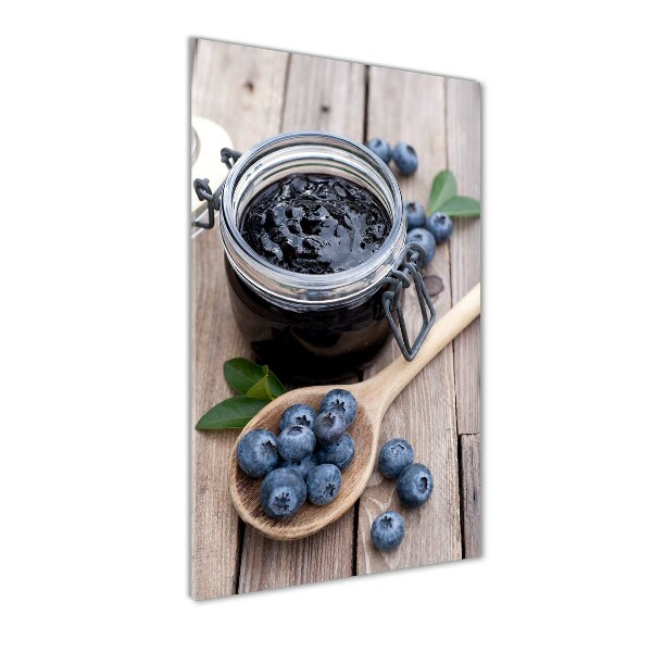 Wall art on glass blueberry jam