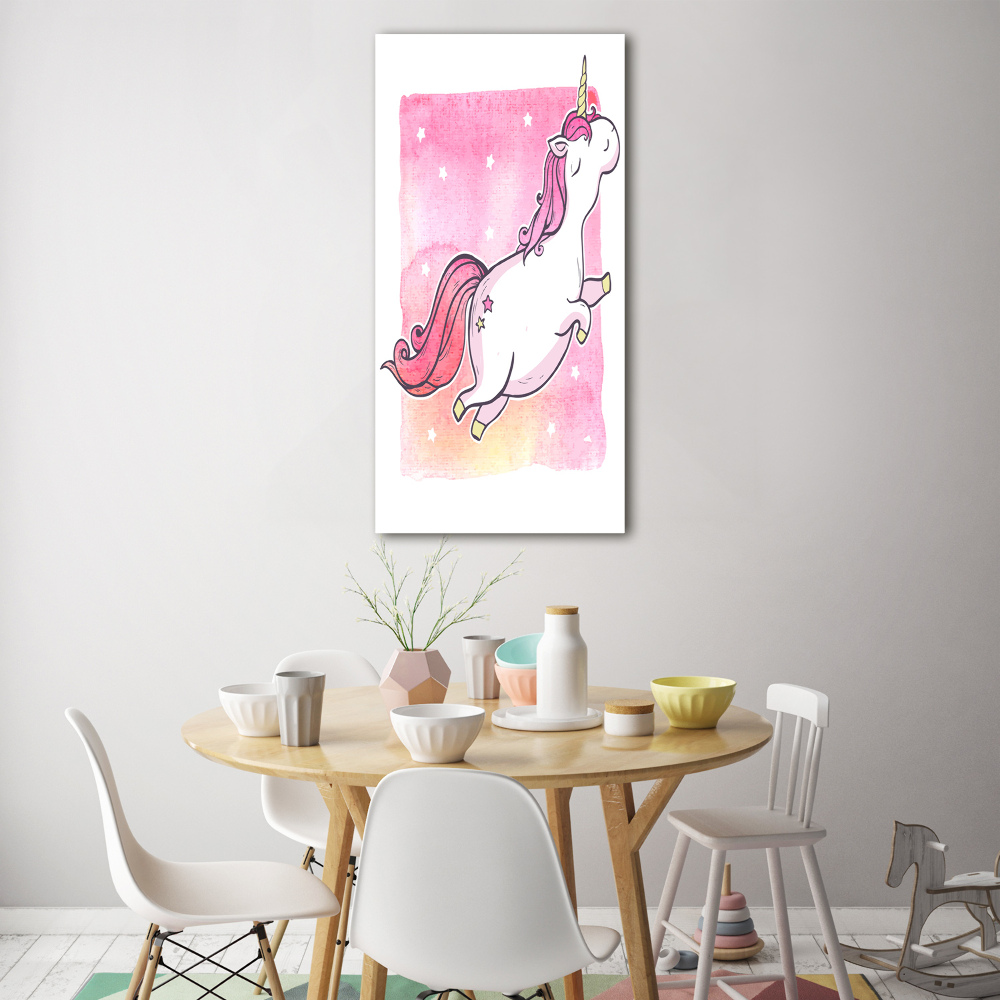 Wall art on glass Pink unicorn