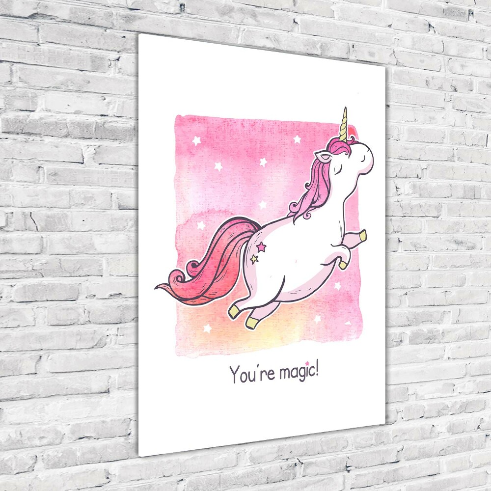 Wall art on glass Pink unicorn