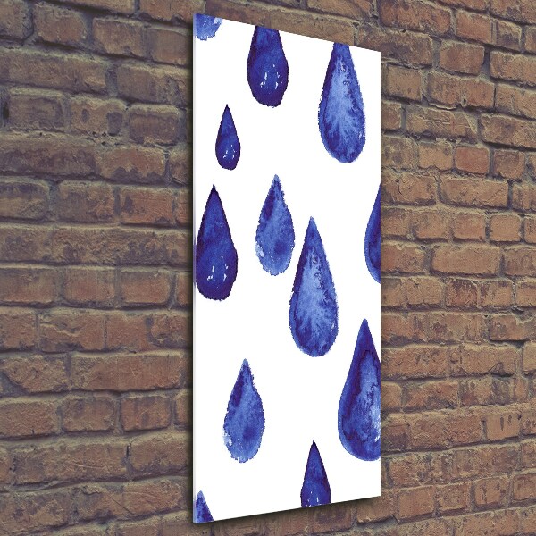 Printed glass wall art Blue drops