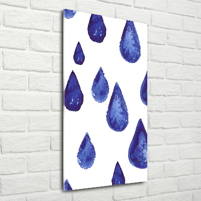 Printed glass wall art Blue drops