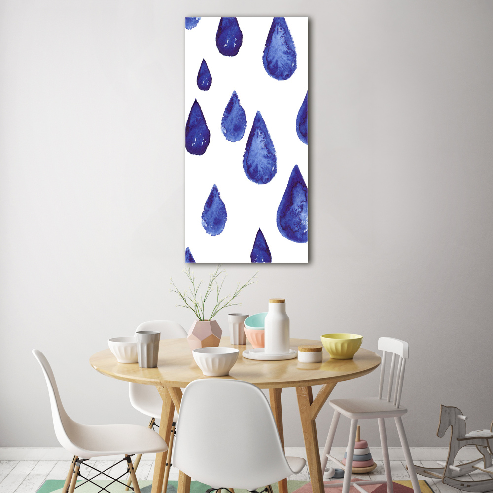 Printed glass wall art Blue drops