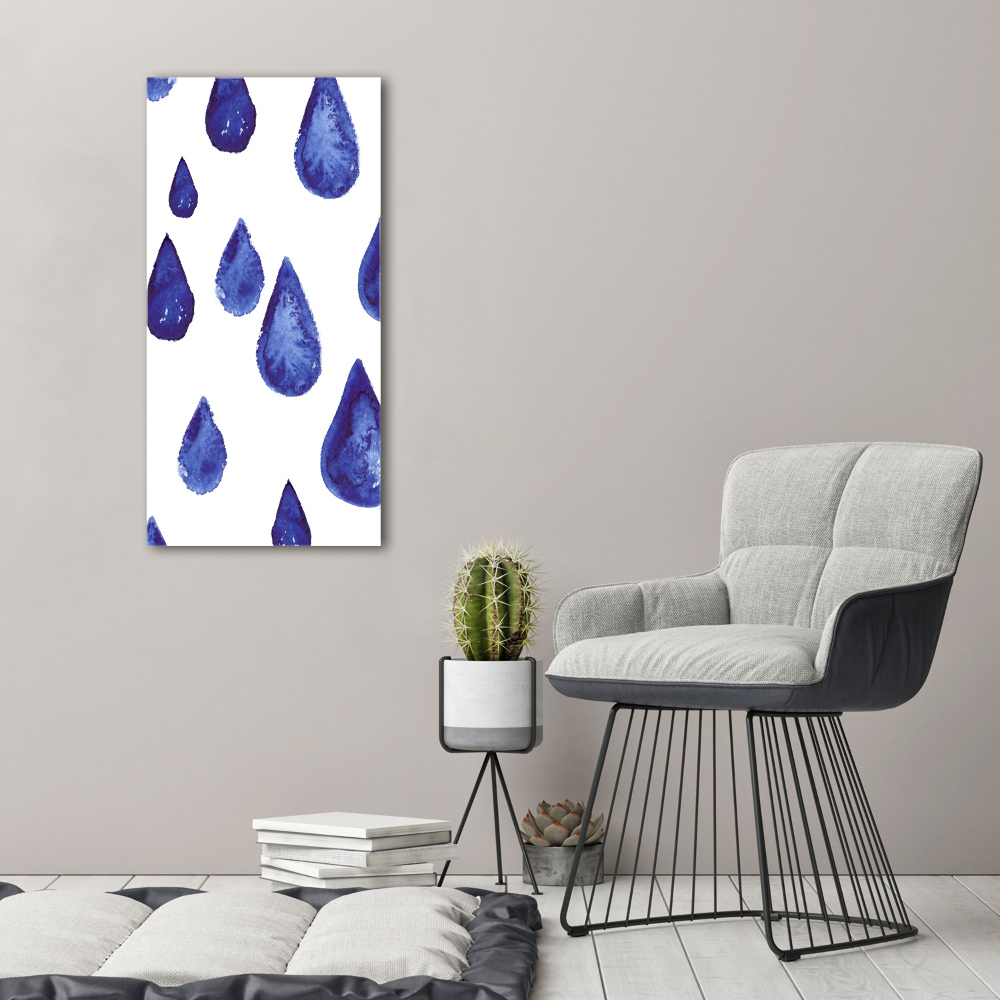 Printed glass wall art Blue drops