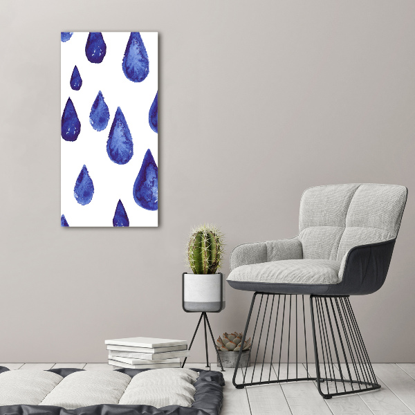 Printed glass wall art Blue drops