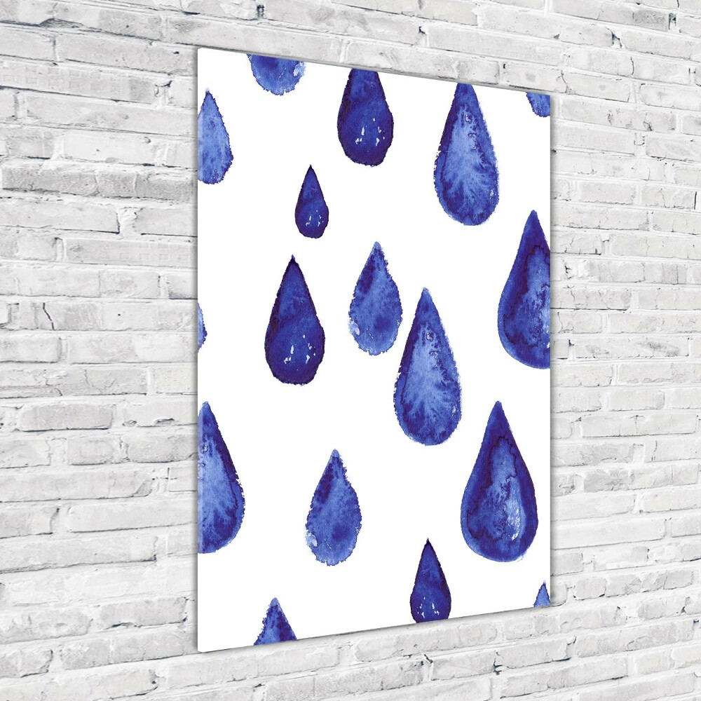 Printed glass wall art Blue drops