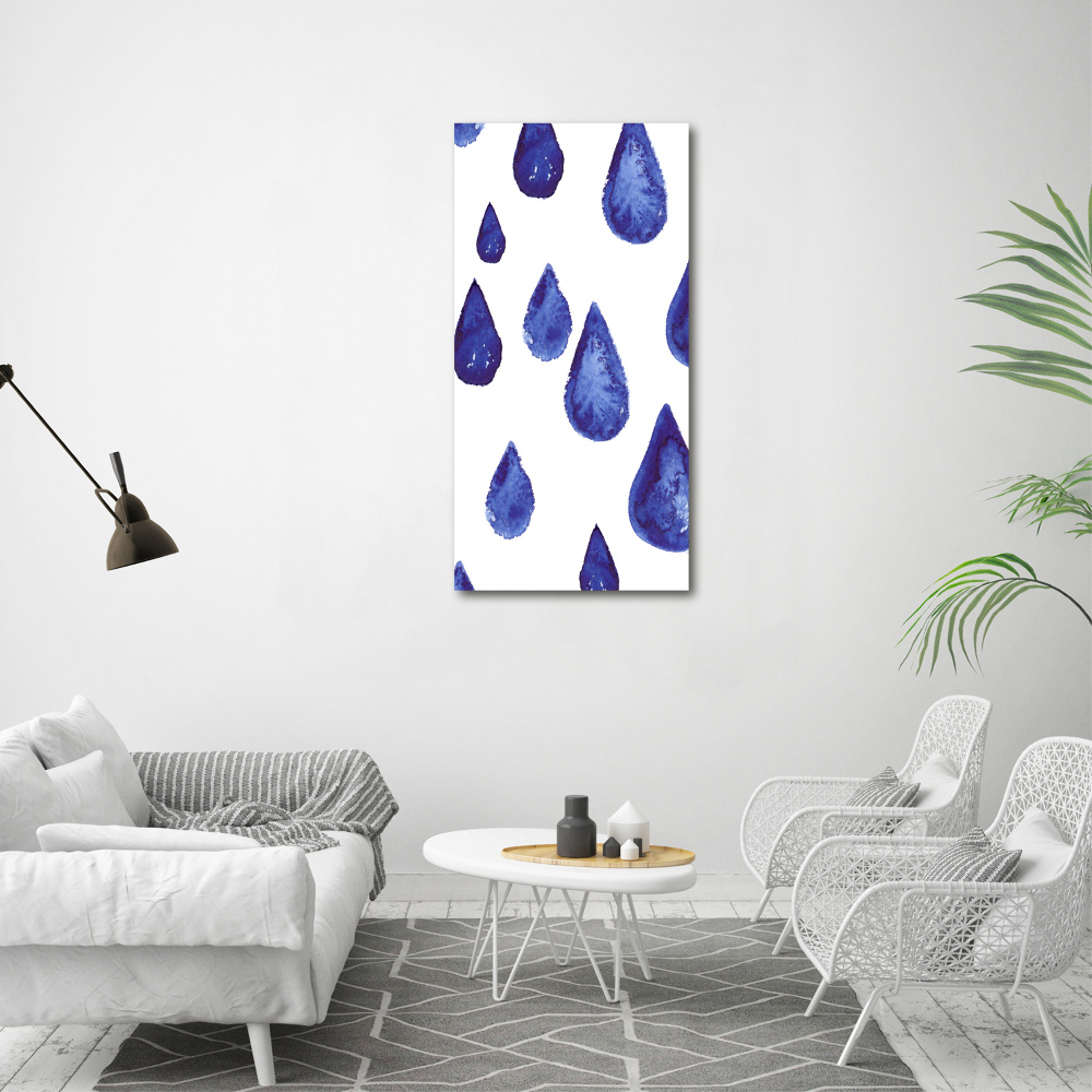 Printed glass wall art Blue drops