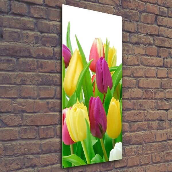 Glass art picture Colorful tulips