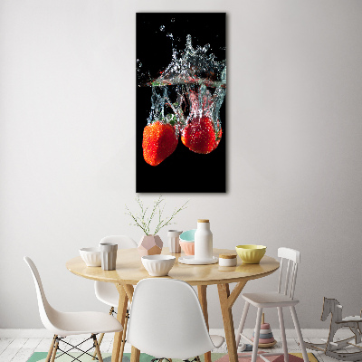 Print on a a glass Strawberries under water