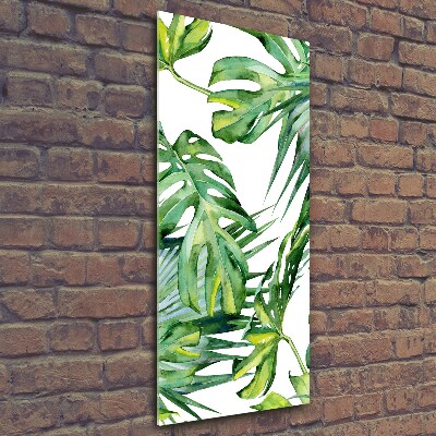 Glass wall art Tropical leaves