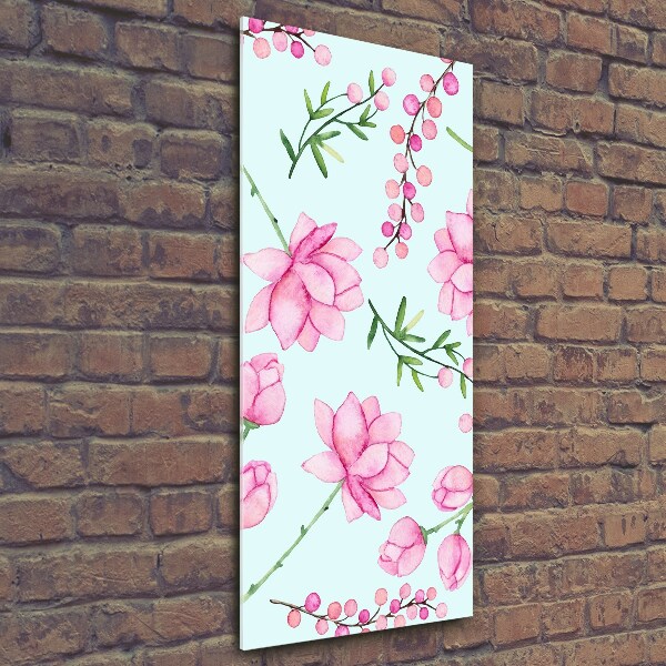 Wall art on glass Flowers and berries