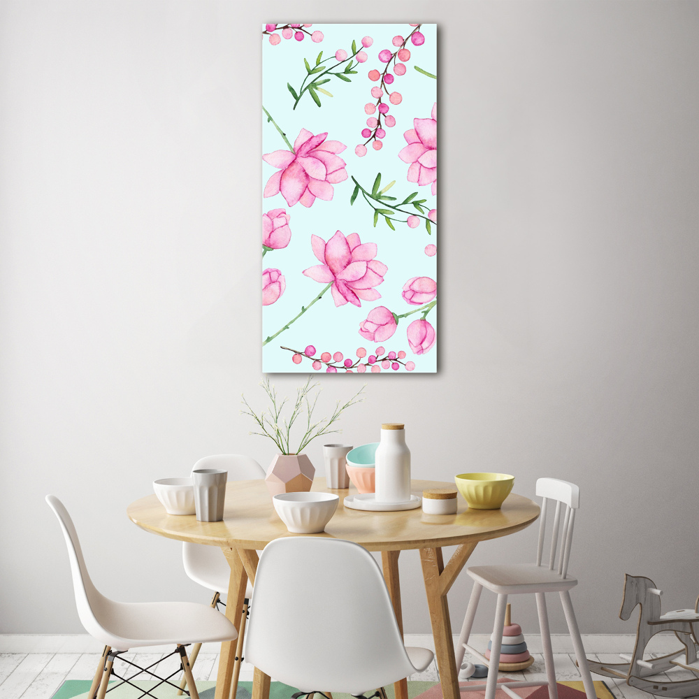 Wall art on glass Flowers and berries