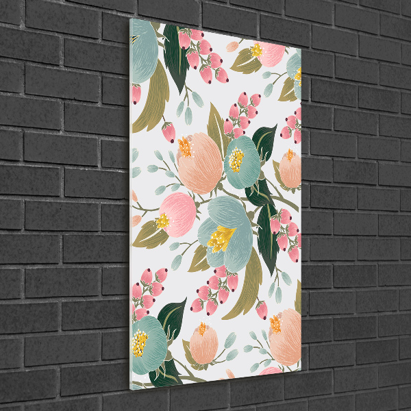 Wall art on glass Spring flowers