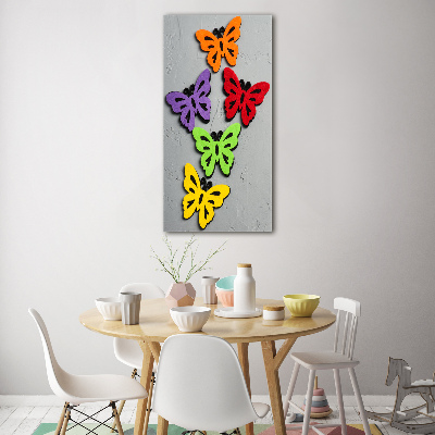 Glass art picture Colorful butterflies