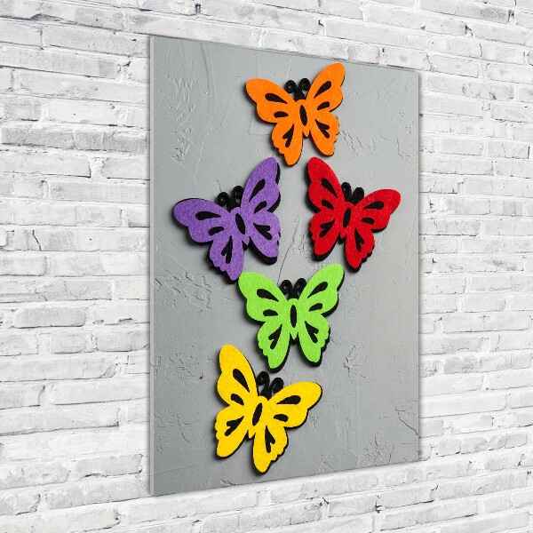 Glass art picture Colorful butterflies