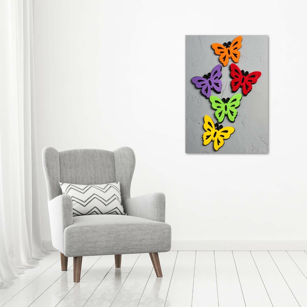 Glass art picture Colorful butterflies