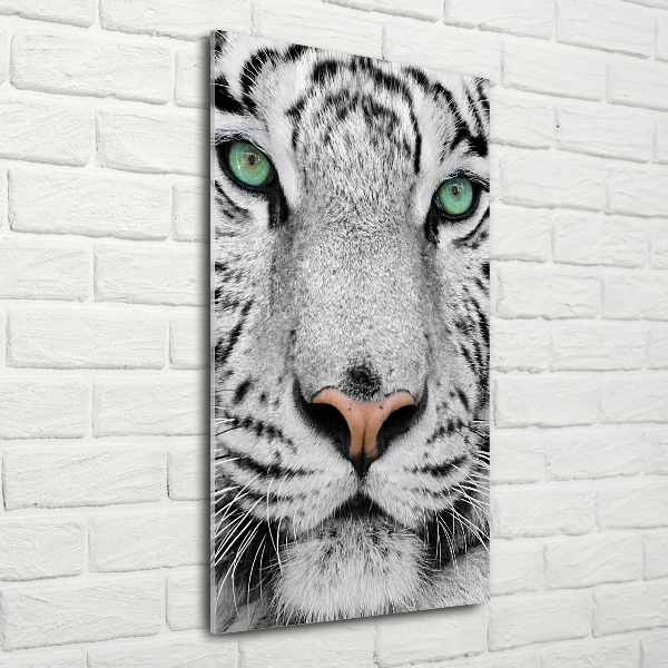 Glass wall art White Tiger