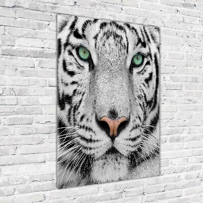 Glass wall art White Tiger