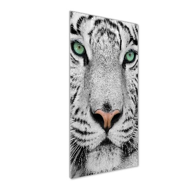 Glass wall art White Tiger