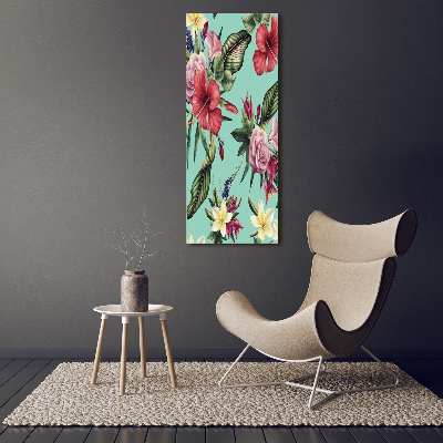 Wall art on glass Hawaiian pattern