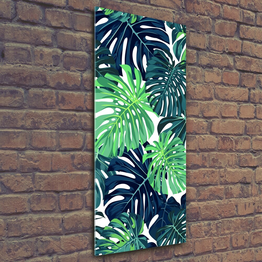 Glass wall art Tropical leaves