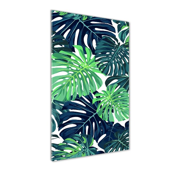 Glass wall art Tropical leaves