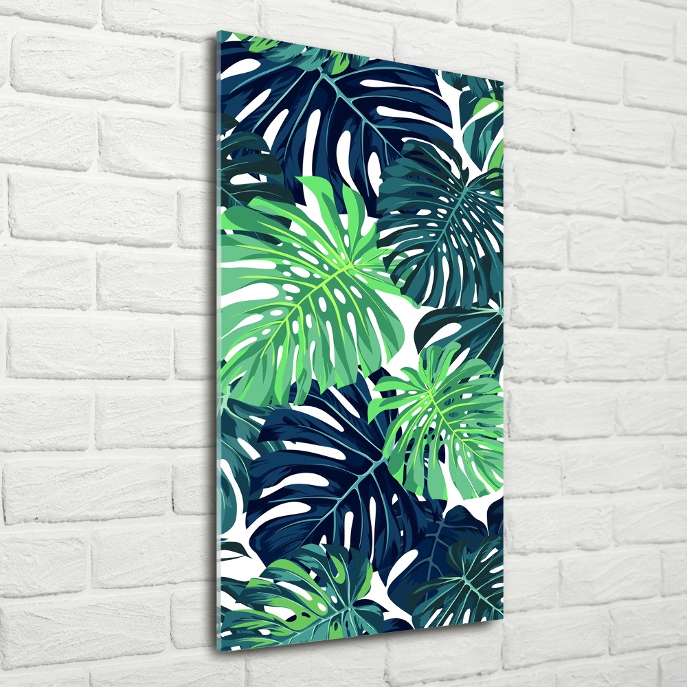 Glass wall art Tropical leaves