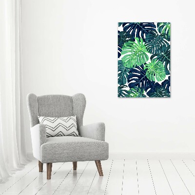 Glass wall art Tropical leaves