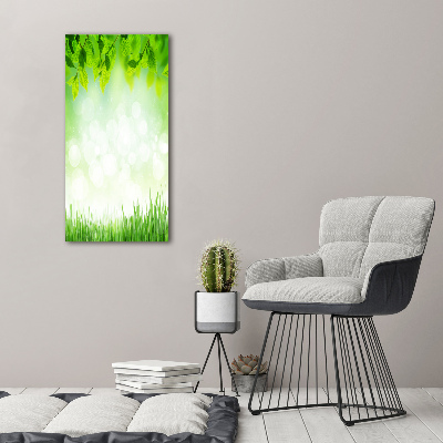 Print on a a glass Leaves and grass