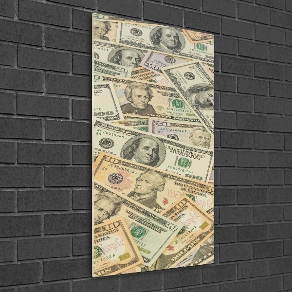 Glass wall art Dollars banknotes