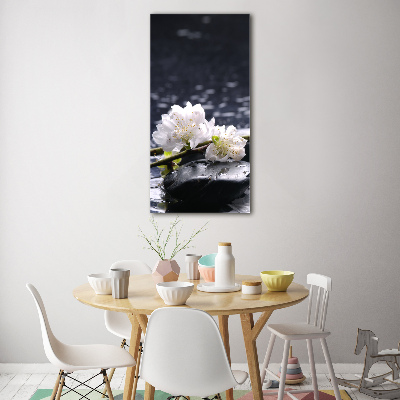 Wall art on glass Flowers and stones