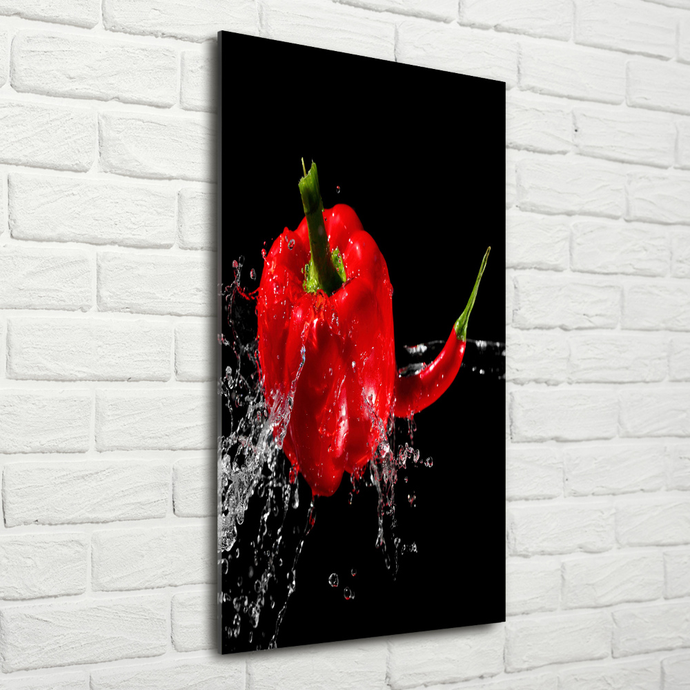 Wall art on glass Two peppers