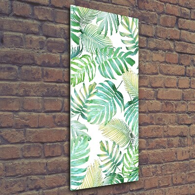 Glass wall art Tropical leaves