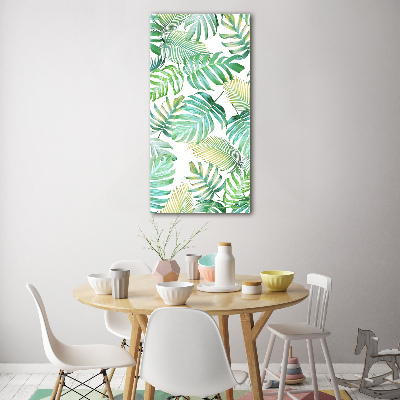 Glass wall art Tropical leaves