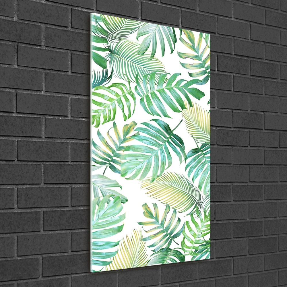 Glass wall art Tropical leaves