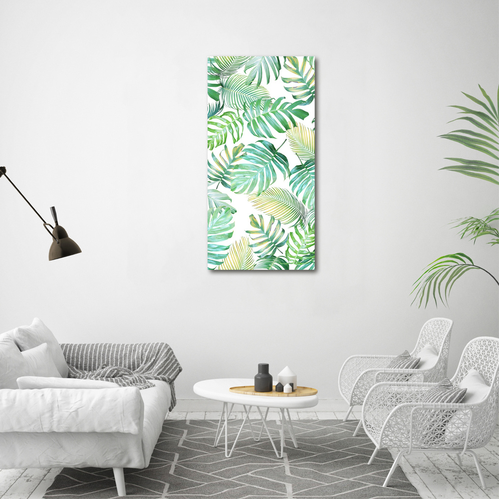 Glass wall art Tropical leaves