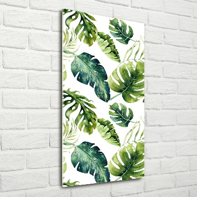 Wall art on glass Tropical leaves