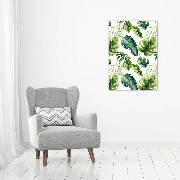 Wall art on glass Tropical leaves