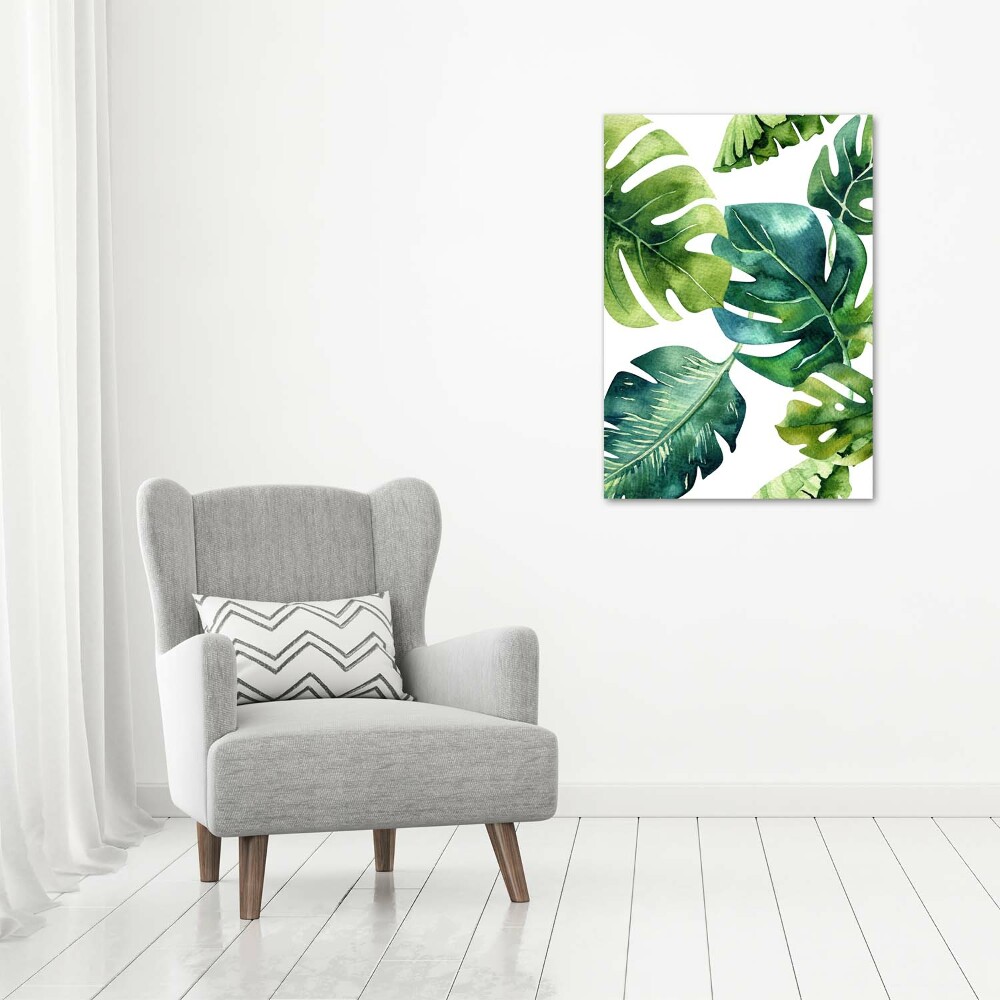 Wall art on glass Tropical leaves