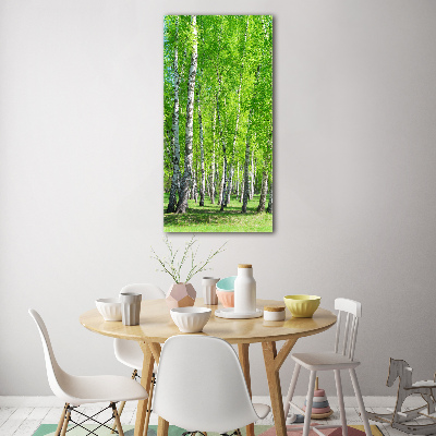 Glass wall art Birch forest