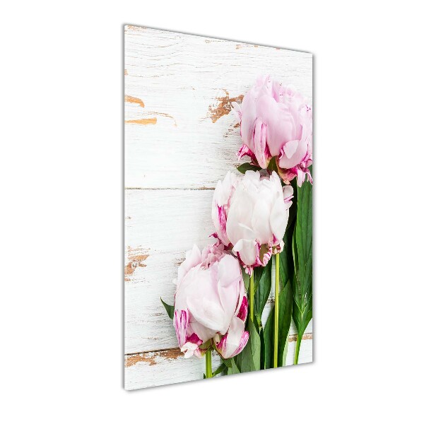 Glass wall art Peony