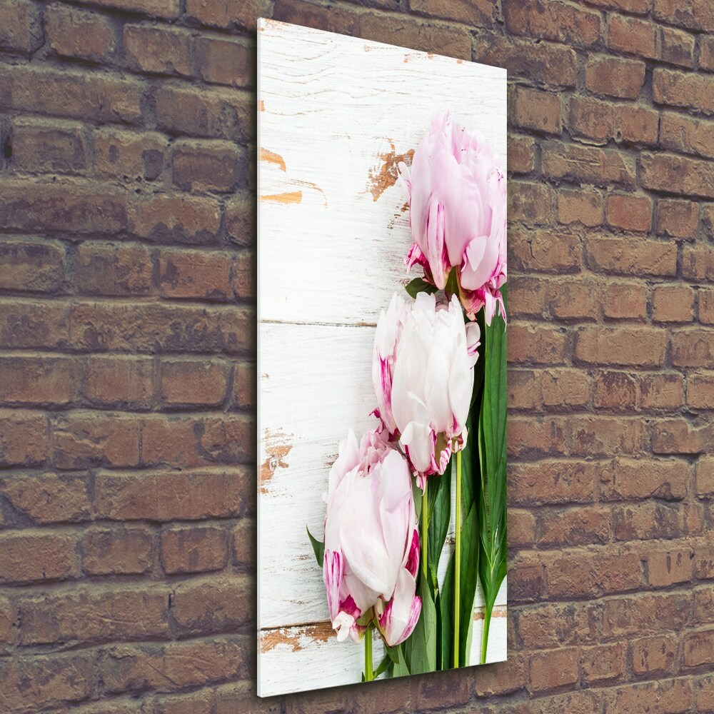 Glass wall art Peony