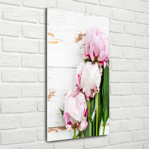 Glass wall art Peony