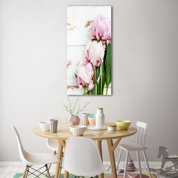 Glass wall art Peony